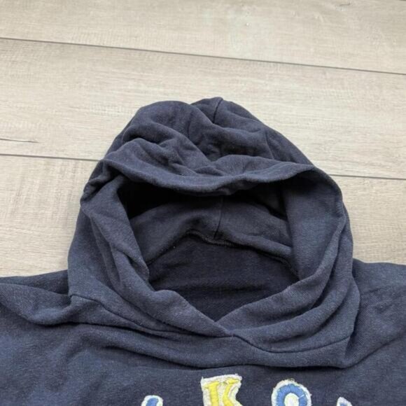 Y2K Muskoka Smiley Face Hoodie L Navy Made in Canada Hand-Drawn Vintage Skater - Picture 4 of 7